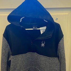 Spyder Mens quarter zip pullover hoodie size Large. NWT